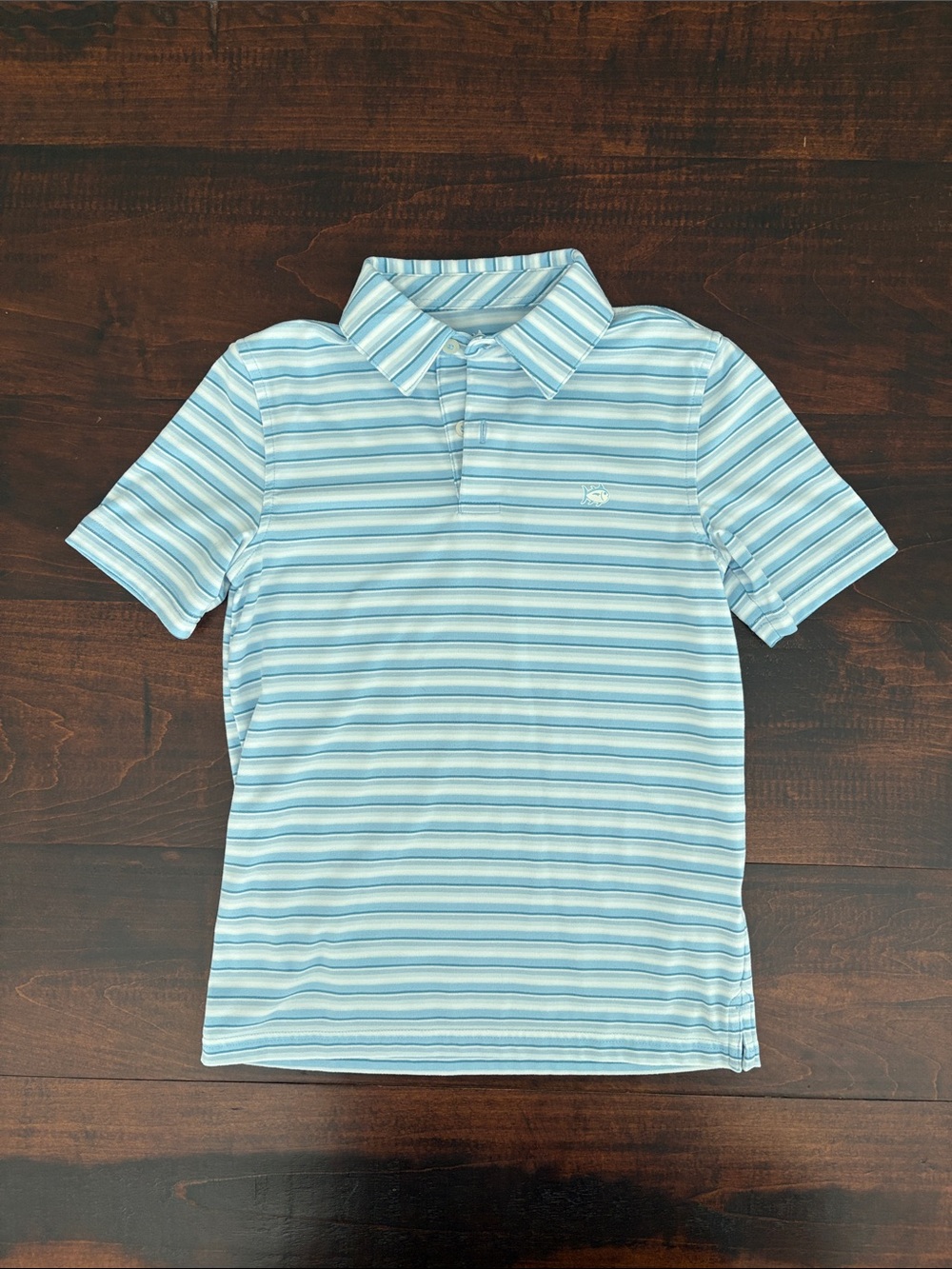 Southern Tide Boys Light Blue & White Striped Polo, Medium, Like New.